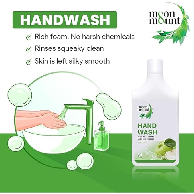 Moon & Mount HAND WASH PROTECTION FROM GERMS, HAND WASH LIQUIDS 1 LITER LIQUID HANDWASH FOR EVERYDAY USE (GREEN APPLE) - Image 2